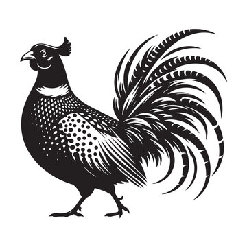 recommend clip art: Vintage Retro Styled Vector Pheasant Silhouette Black and White - illustration
                    
                    