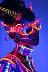 colorful neon glow in the dark rave night club dancer 