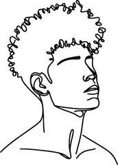 male hairstyle  in continuous line drawing minimalist, simplicity contour,