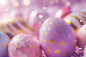 Fototapeta na wymiar Close-up purple beautifully luxury painted Easter eggs