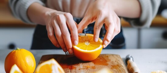 squeezing orange juice