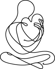 heart, love in continuous line drawing minimalist, simplicity contour.