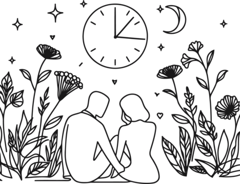 romantic couple in continuous line drawing minimalist, simplicity contour,