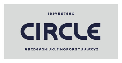 Circle font. Classic design for logo, poster, web, headline, fashion. Round style. Elegant letters and numbers. Typography bold uppercase. Abstract digital modern alphabet fonts. Vector Illustration