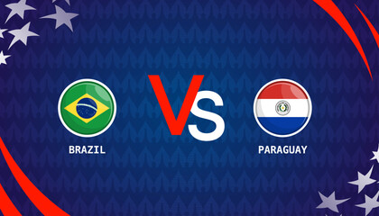 Paraguay vs Brazil broadcast template for sports Copa America 2024. vector illustration - obrazy, fototapety, plakaty