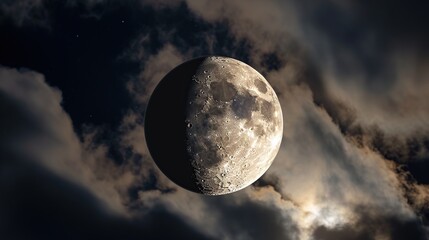 The moon in the night sky.