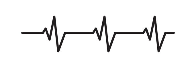 Heartbeat silhouette line icon. ECG, EKG cardiogram silhouette line icon.  Heartbeat graph vector. Heart beat wave. Heartbeat sign in flat design.  vector illustration. - obrazy, fototapety, plakaty
