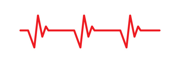  Heartbeat red line icon. ECG, cardiogram line icon. Heart beat wave. Heartbeat sign in flat design. Heartbeat graph vector. vector illustration.
