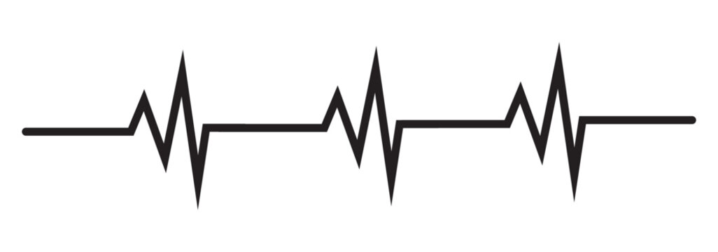  Heart beat wave. Heartbeat sign in flat design. Heartbeat silhouette line icon. ECG, EKG cardiogram silhouette line icon.  Heartbeat graph vector. vector illustration.