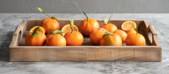 sweet mandarins on grey background