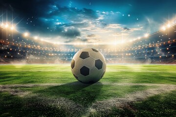 Naklejka premium A soccer sports championship background on a playing field.