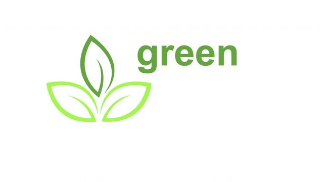 Animation green eco logo icon minimal on white background