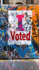 Graffiti Saying 'I Voted': Call to Action, Democracy, Social Media Resource