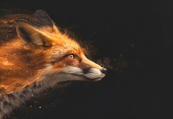 Obraz premium Fiery Fox Illustration. AI.