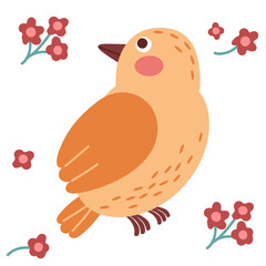 Spring bird. Vector cartoon illustration in childish style.4