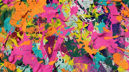 Keuken spatwand met foto Vibrant Pop Art Canvas: An Abstract Graffiti Wall Backdrop, Crafted by Generative AI for a Striking and Creative Design © JK
