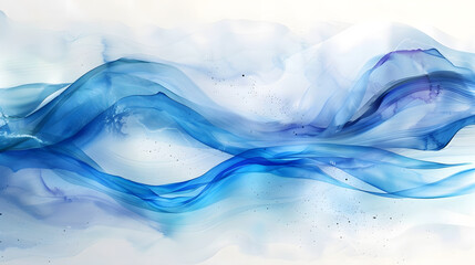 Serene Blue Wave: A Tranquil Watercolor Composition of Abstract Waves