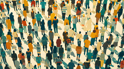 Vibrant Gathering: A Diverse Crowd of People in Paper Cut-Out Style, Unified in Joy and Expression