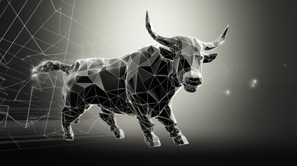 stock market up trend - bulle market wall street, concept of a trading chart. Low poly, wireframe 3D


