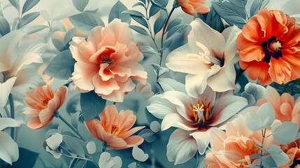 Ethereal Floral Fantasy: A Vintage-Inspired Botanical Bouquet Wallpaper with a Generative AI Touch
