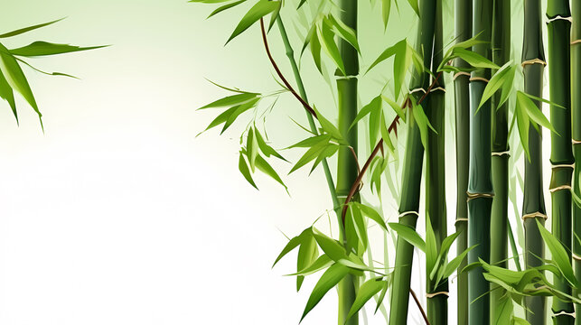 Green bamboo forest background, green bamboo swaying in the wind © jiejie