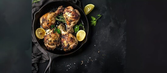 Roasted Greek Chicken Quarters in a Cast Iron Skillet
