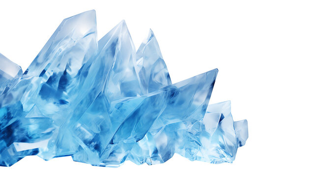  glistening crystal blue ice frozen in an abstract futuristic 3d texture isolated on a transparent background