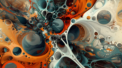Vibrant Organic Abstraction: A Mesmerizing Panoramic Wallpaper with Intricate and Vivid Design Elements