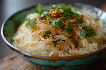 Shrimp Vermicelli Bowl with Fresh Herbs and Crushed Peanuts