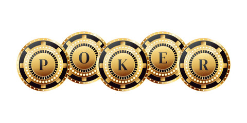 Vector illustration for casino. Logo with poker chips. Poker text.