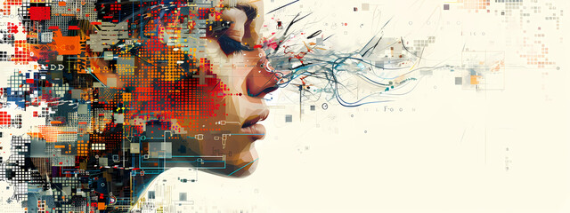 Naklejka premium Pixelated Identity: The Digital Abstraction of Self