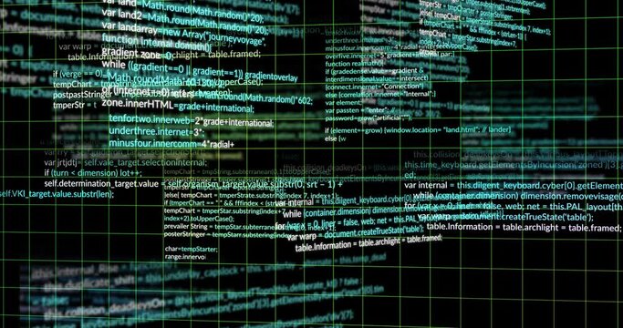 Animation of digital data processing over black background