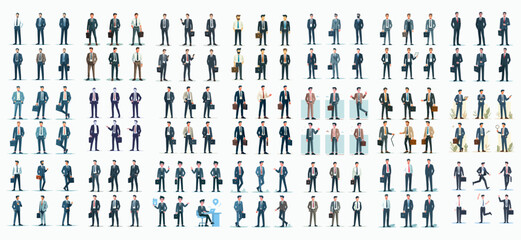 Vector set of businessmen with a simple and minimalist flat design style - obrazy, fototapety, plakaty