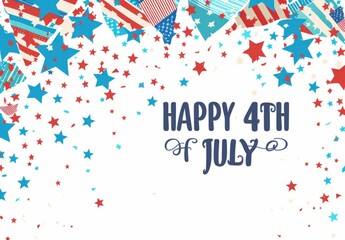 Fototapeta premium HAPPY 4TH OF JULY 4th of july message with stars and flags Generative AI
