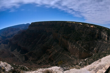 Bright Angel Trail Grand Canyon under moonlight