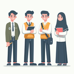 Vector set of teachers with a simple and minimalist flat design style