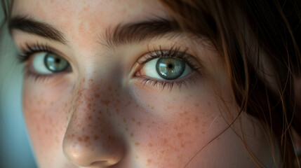 Green eyes of a woman, realistic photo