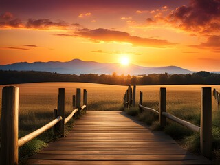 Obraz premium sunset on the hill