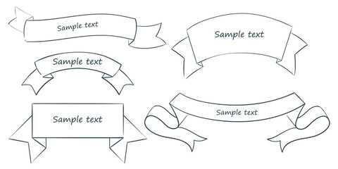 Frames in the form of a ribbon. Hand-drawn simple doodle element. A twisting ribbon. Design for text . Simple vector illustration.