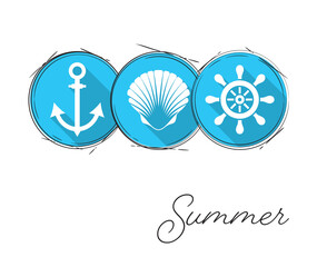Vector summer design with marine flat icons - 748300163