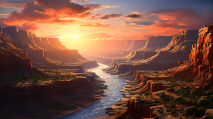 Sunset over Big Canyon inspired by National Park