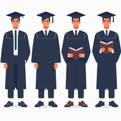 Vector set of graduation people with a simple and minimalist flat design style