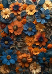 Foto op Plexiglas anti-reflex Postcard with real flat-dried exotic flowers © videnko