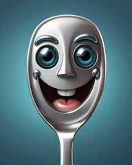 Funny Cartoon Spoon Robot 