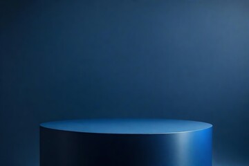 Aesthetic round podium, Dark-Blue color Podium product display. Beauty blue Round Stage Mockup - obrazy, fototapety, plakaty