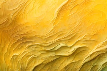 Yellow impasto textured close-up, Hyperrealistic abstract background
