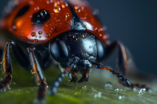 Rainy Day Delight: Ultra Detailed 3D Illustration of Ladybug in Moody Atmosphere, 4k