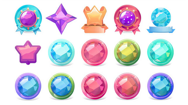 Colorful Reward Badge Display: Display for Earning and Showing Badges. Isolated Premium Vector. White Background