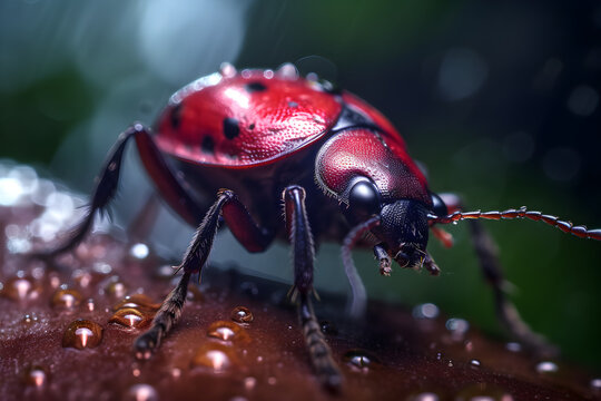 Saturated Colors: Detailed 3D Illustration of Ladybug on Moody Background