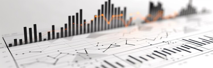 stock market graph black and white like a chart with dots and lines